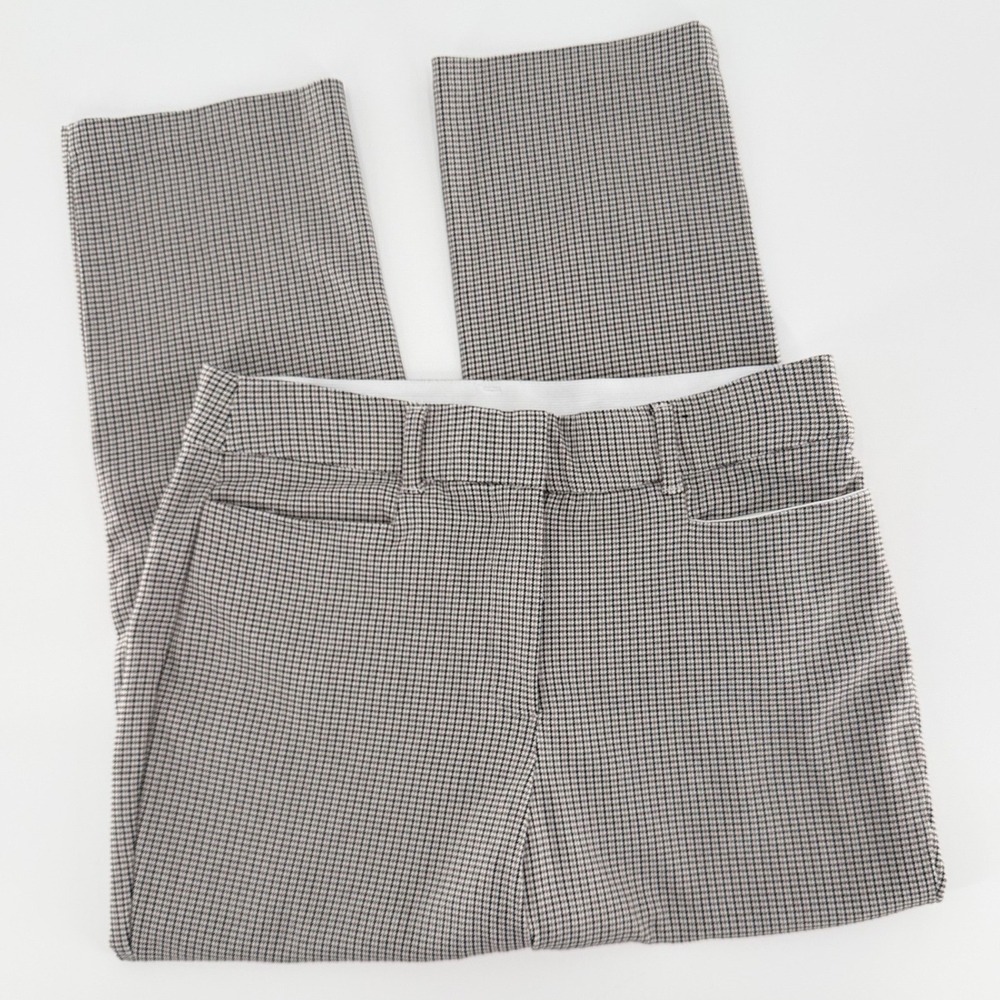 MAURICES Houndstooth Ankle Pants Large Black White Stretch Pull On Career